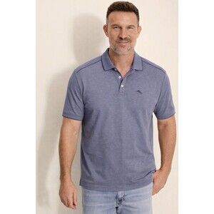 Tommy Bahama Men Large Polo Supima Cotton Blue Moisture Wicking Performance Golf